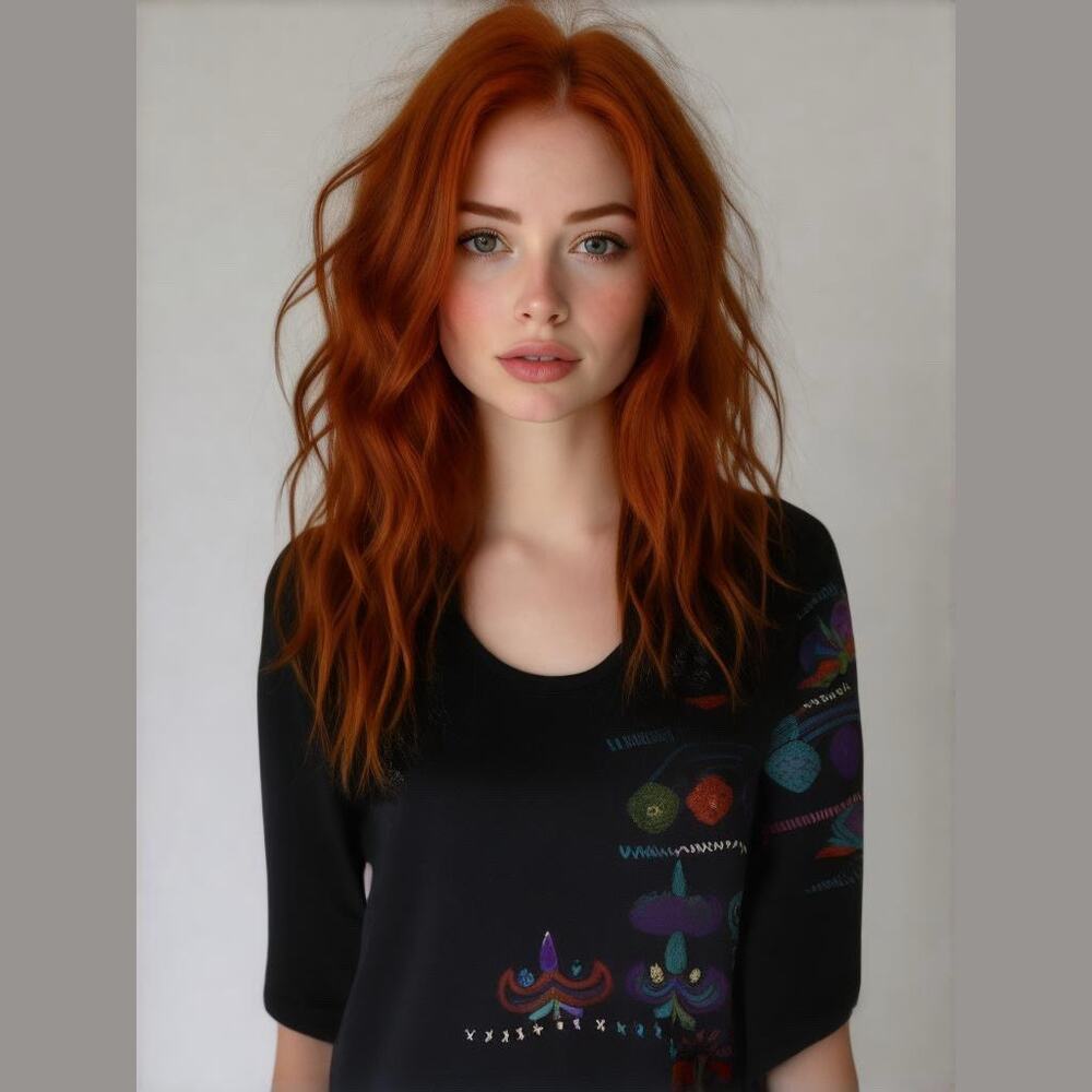 Chico's Black Knit Colorful Embroidered Ethnic Cotton Pullover Boho Top XS 4-6